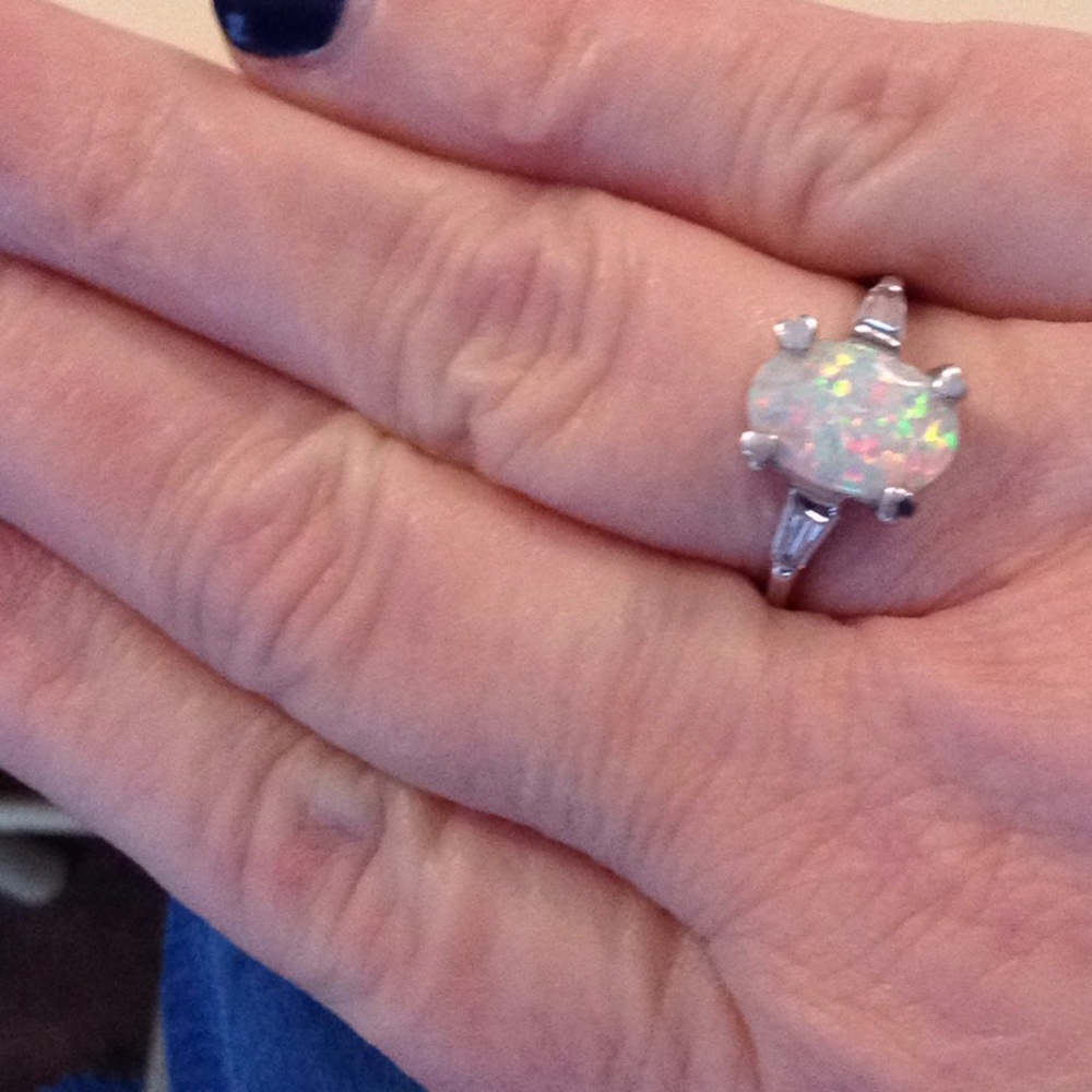 Sterling Silver Man Made Opal Ring